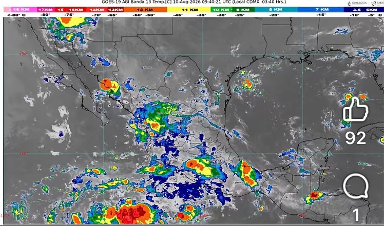 CNPC mantiene alerta por lluvias fuertes y altas temperaturas en varios estados del país