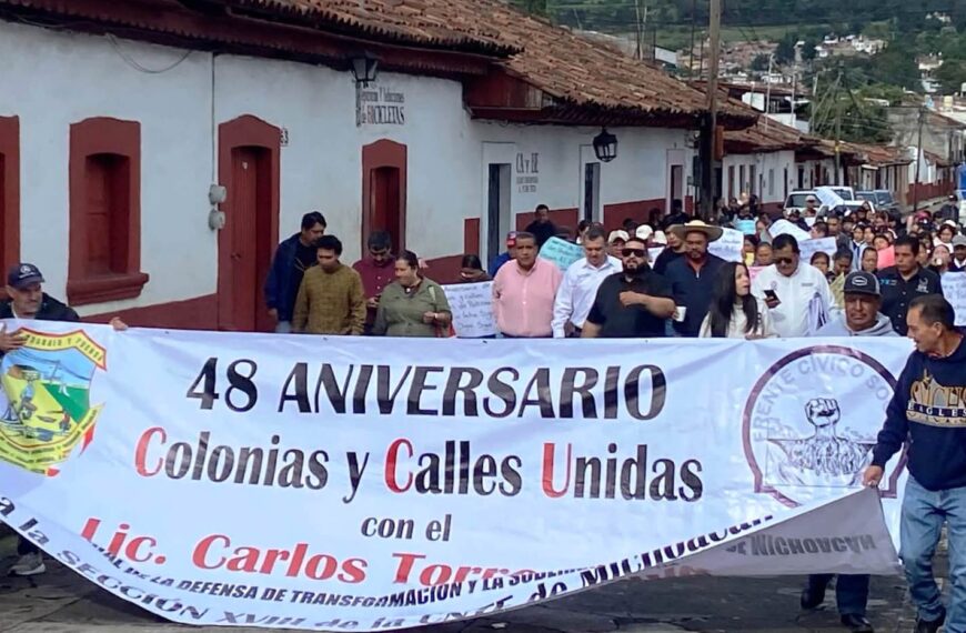 Con Marcha y Caravana en favor de Torres Piña y la Sección XVlll de la CNTE, celebra Colonias y Calles Unidas de Pátzcuaro